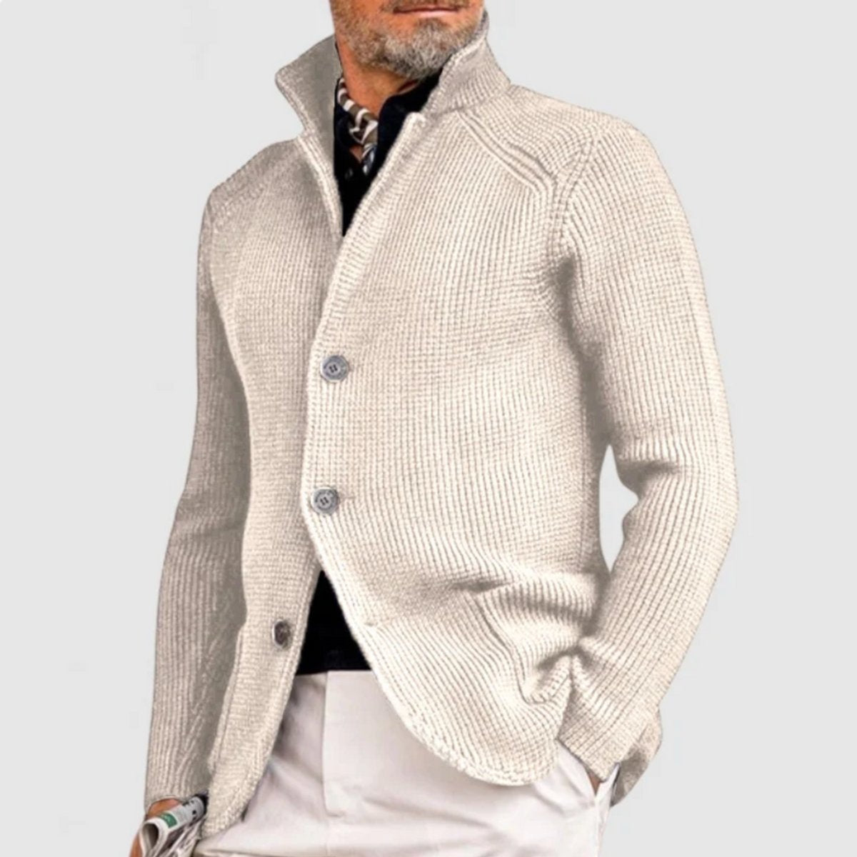 Stefan Waffle-Knit Button-Front Cardigan