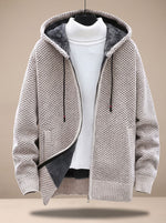 Tobias Waffle-Knit Hooded Fleece Cardigan