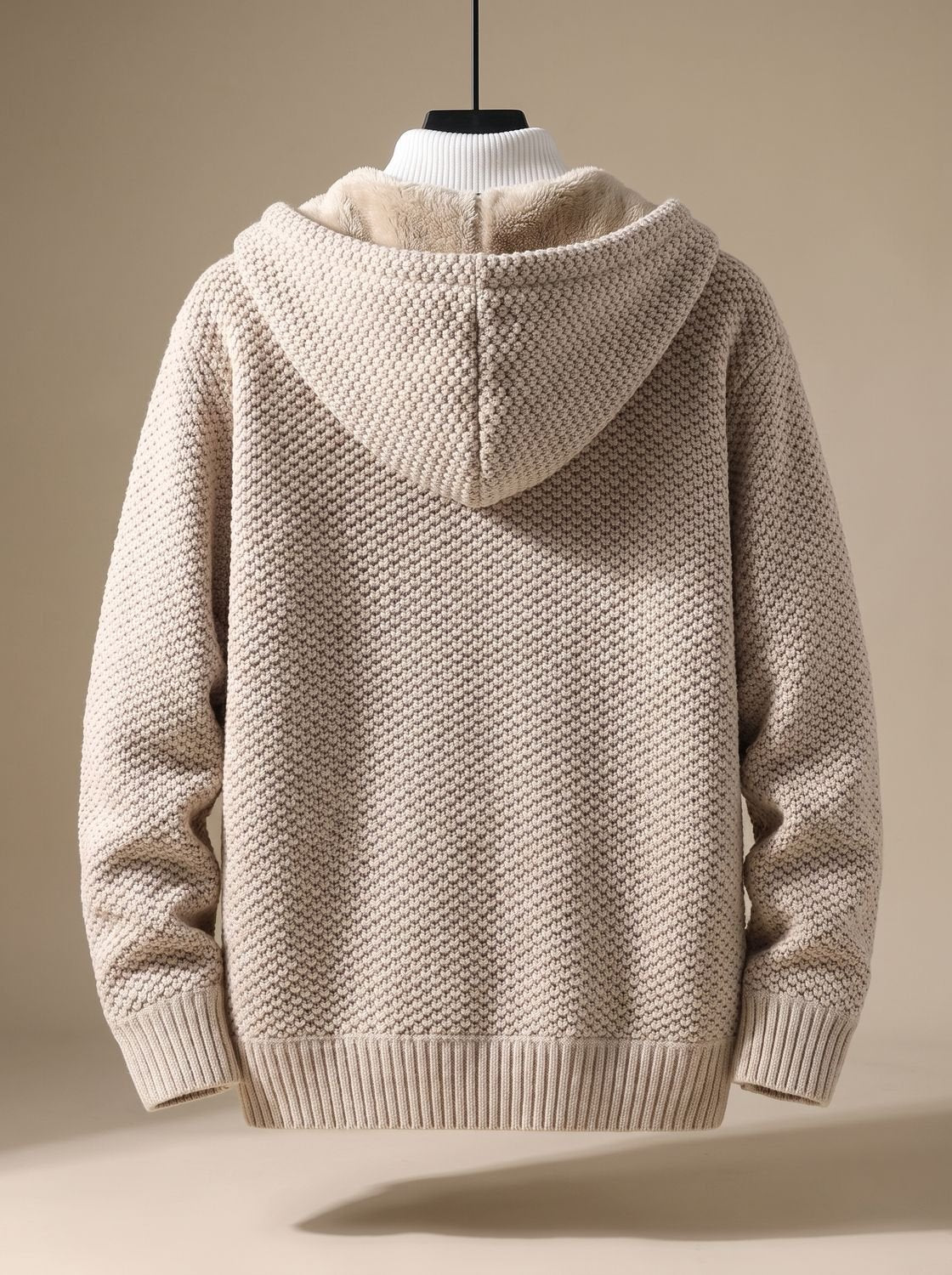 Tobias Waffle-Knit Hooded Fleece Cardigan