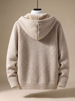 Tobias Waffle-Knit Hooded Fleece Cardigan