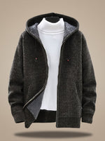 Tobias Waffle-Knit Hooded Fleece Cardigan