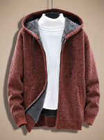 Tobias Waffle-Knit Hooded Fleece Cardigan