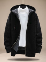 Tobias Waffle-Knit Hooded Fleece Cardigan