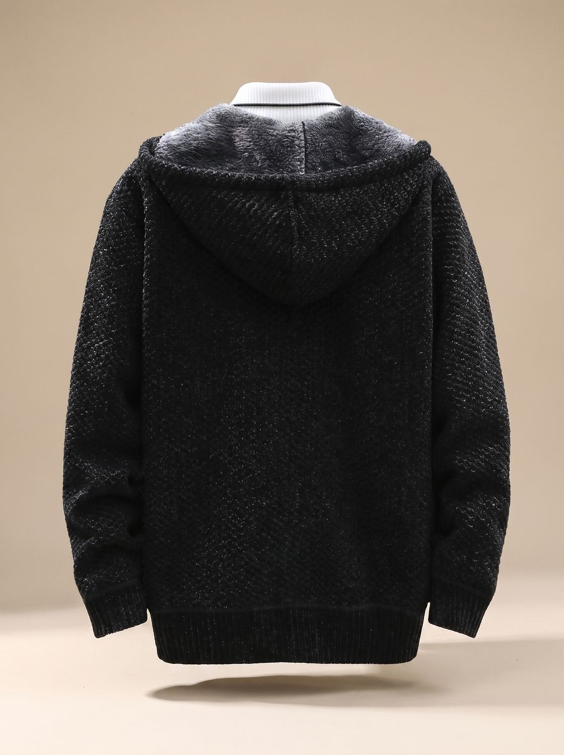 Tobias Waffle-Knit Hooded Fleece Cardigan