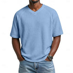 Niklas Waffle-Knit Raglan V-Neck Tee