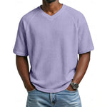 Niklas Waffle-Knit Raglan V-Neck Tee