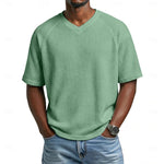 Niklas Waffle-Knit Raglan V-Neck Tee