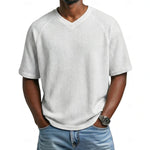 Niklas Waffle-Knit Raglan V-Neck Tee