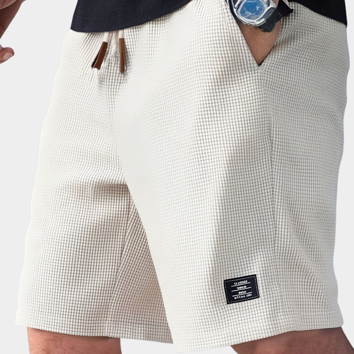 Niklas Waffle-Knit Relaxed-Fit Drawstring Shorts