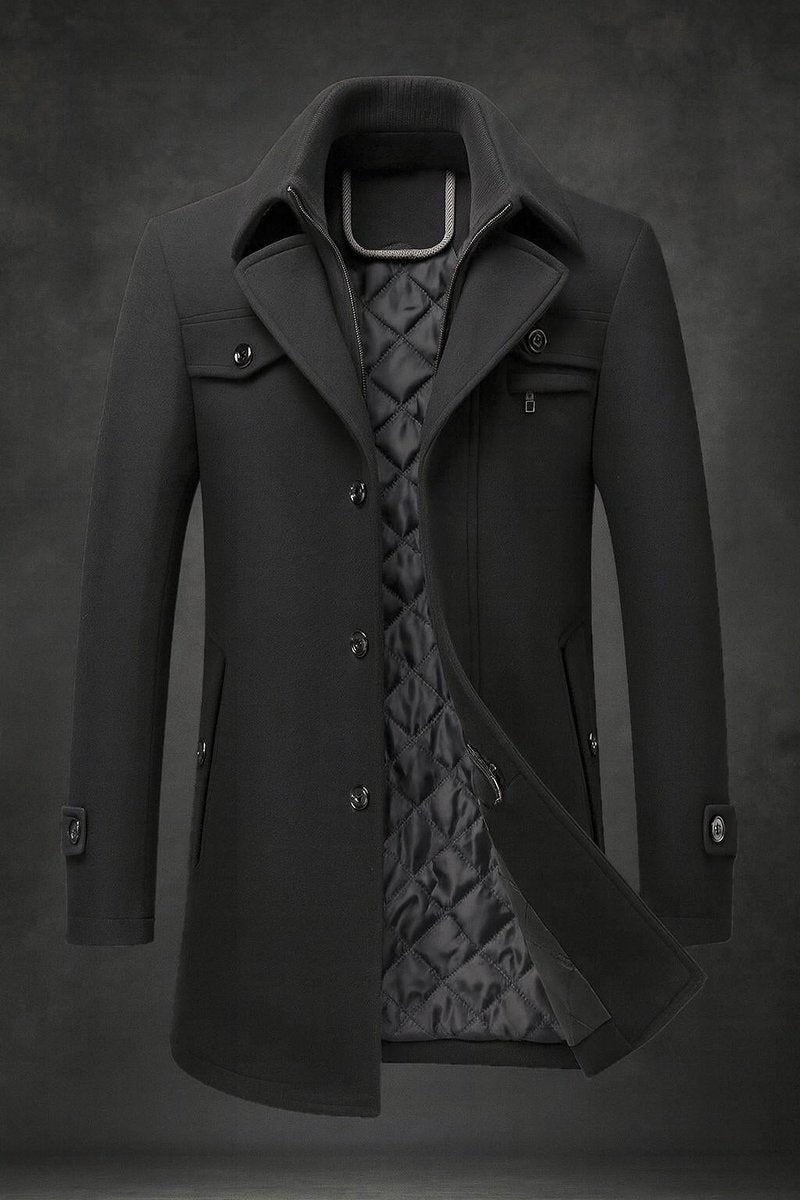 Dominik Lined Wool Coat with Double Collar