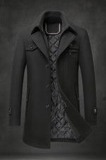 Dominik Lined Wool Coat with Double Collar