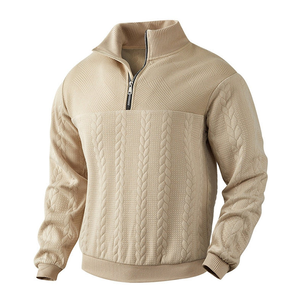 Andreas Cable Knit Quarter-Zip Sweater