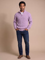 Florian Cable Knit Zip Mock Neck Sweater