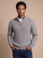 Florian Cable Knit Zip Mock Neck Sweater