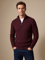 Florian Cable Knit Zip Mock Neck Sweater