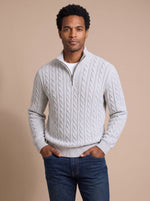Florian Cable Knit Zip Mock Neck Sweater
