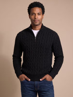 Florian Cable Knit Zip Mock Neck Sweater
