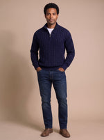 Florian Cable Knit Zip Mock Neck Sweater