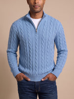Florian Cable Knit Zip Mock Neck Sweater