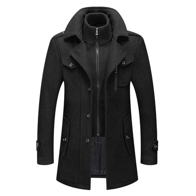 Lukas Two-Piece Slim-Fit Wool Coat with Knit Collar