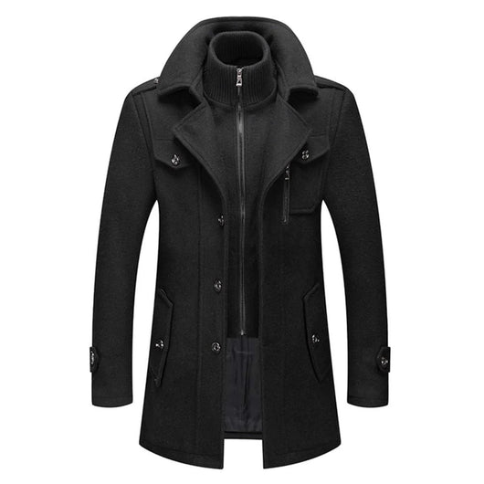 Lukas Two-Piece Slim-Fit Wool Coat with Knit Collar