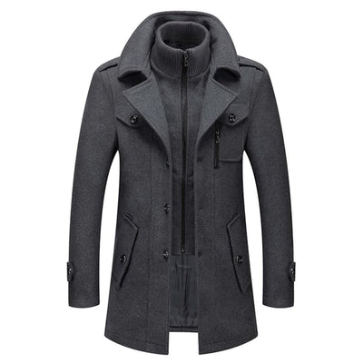 Lukas Two-Piece Slim-Fit Wool Coat with Knit Collar