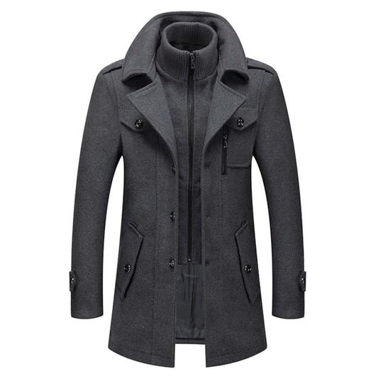 Lukas Two-Piece Slim-Fit Wool Coat with Knit Collar