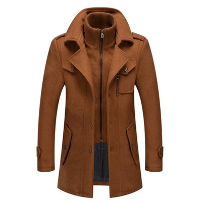 Lukas Two-Piece Slim-Fit Wool Coat with Knit Collar