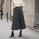 Marlowe pleated midi skirt, front view on model