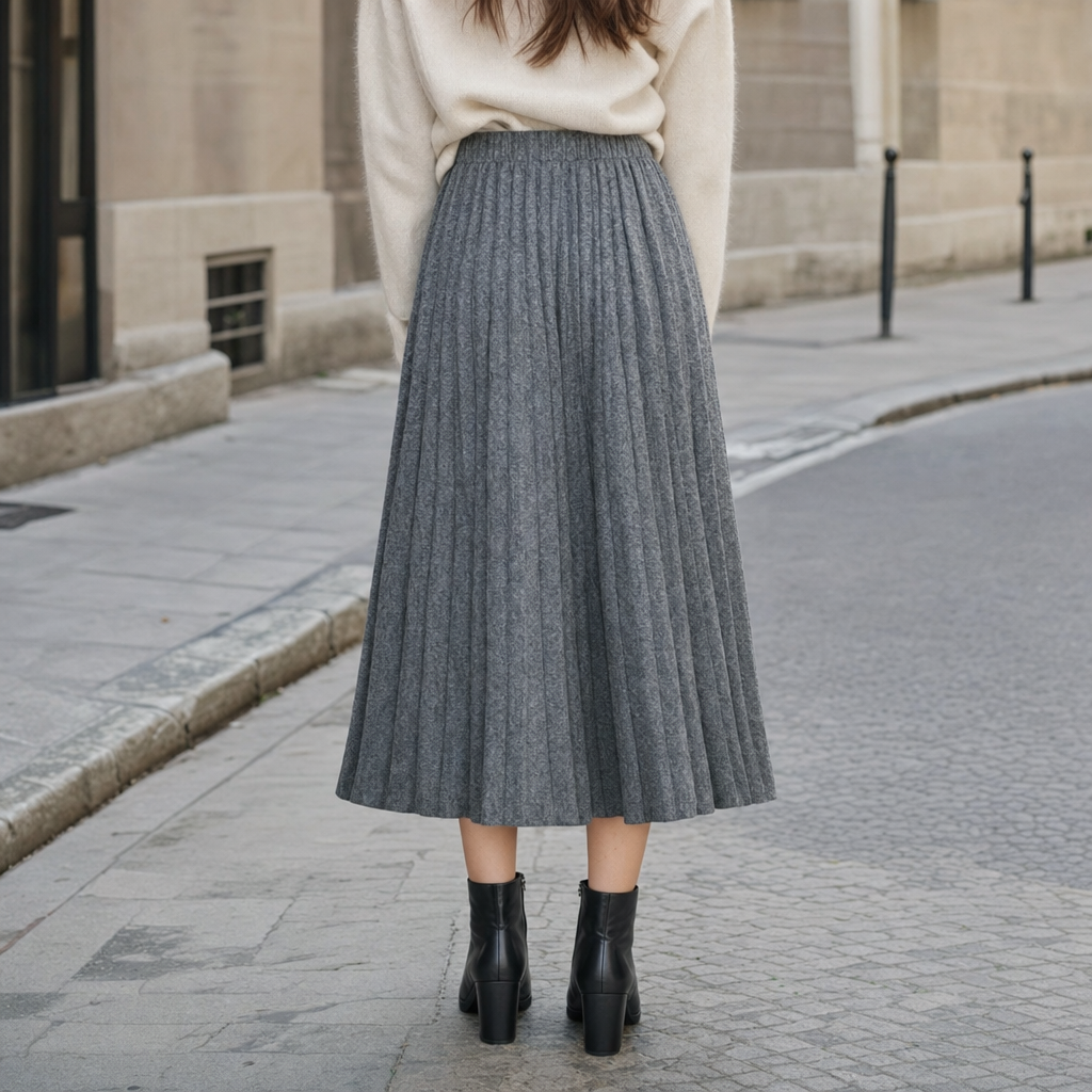 Marlowe pleated midi skirt, back view