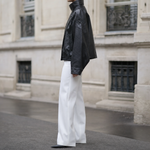 Kingsley cropped bomber, side profile view