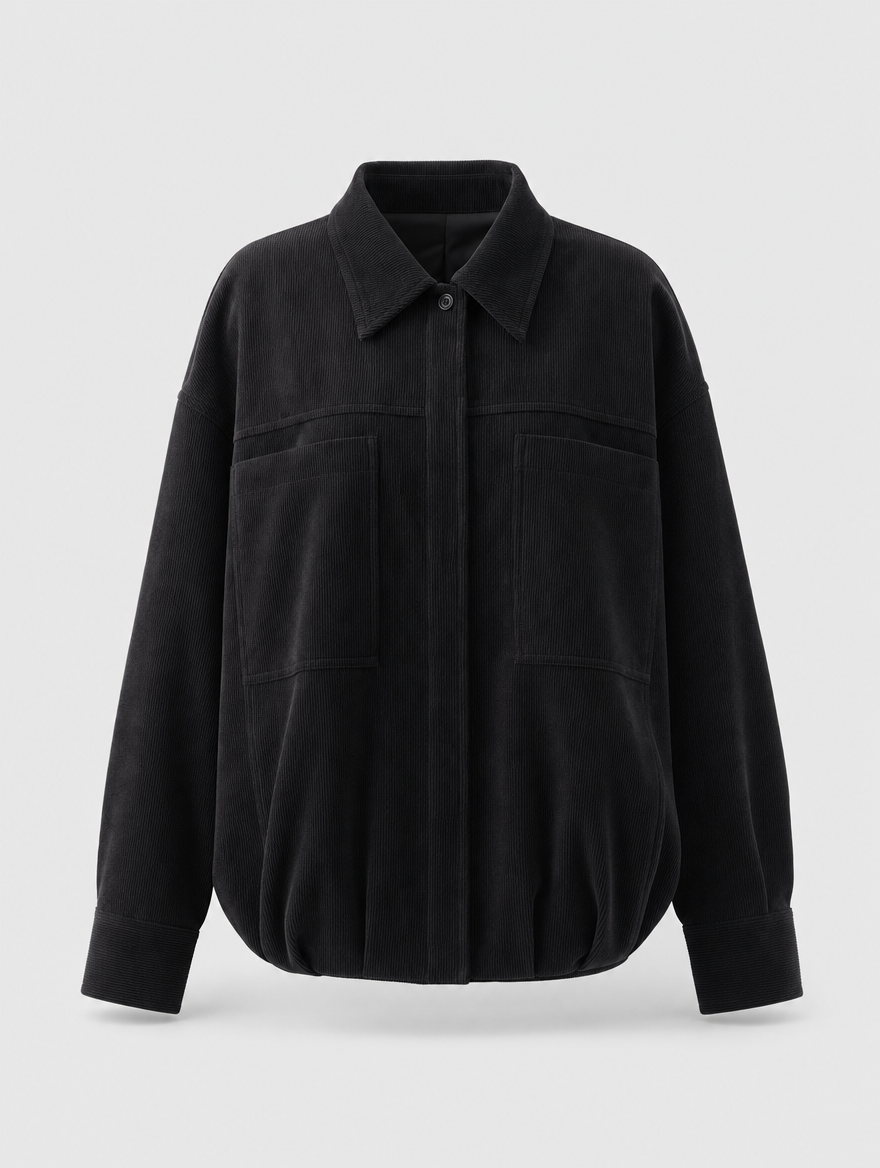 Farrow corduroy shirt jacket in black, product shot