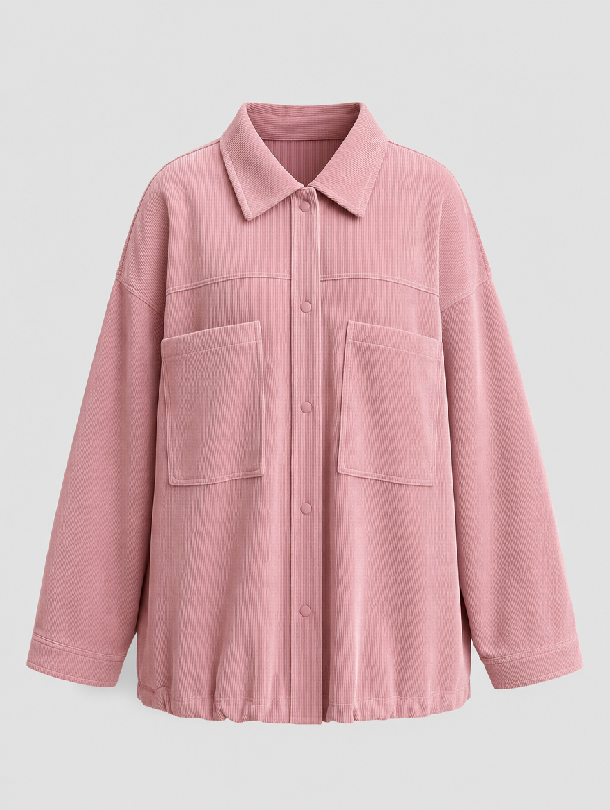 Farrow corduroy shirt jacket in dusty rose, product shot