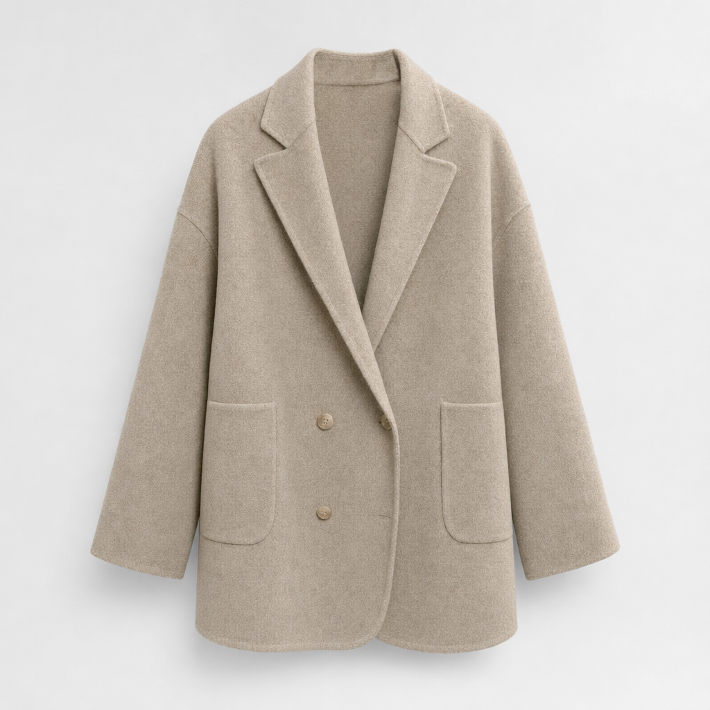 Pemberton oversized wool shirt jacket in cream, product shot