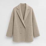 Pemberton oversized wool shirt jacket in cream, product shot