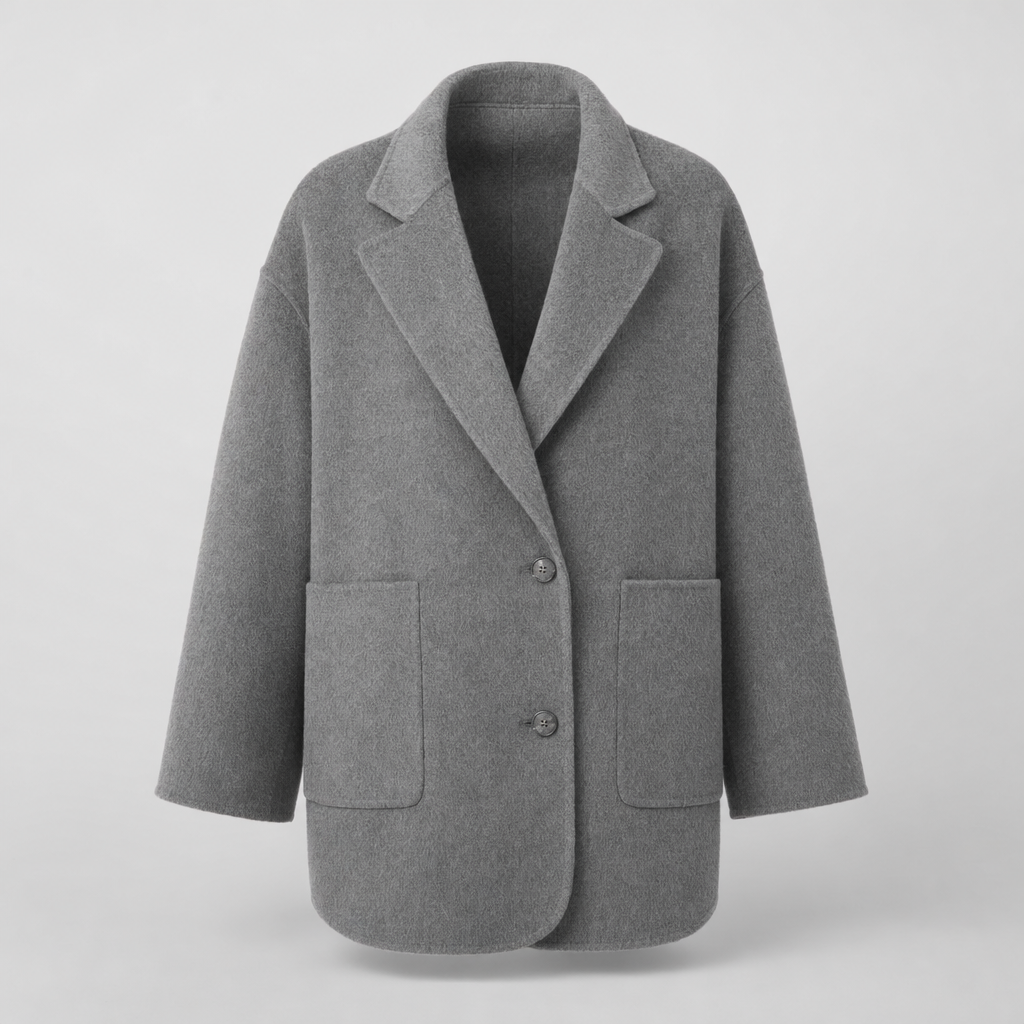 Pemberton wool shirt jacket in grey, product shot
