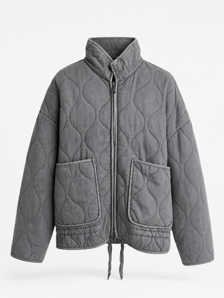 Aldridge quilted utility jacket in grey, product shot