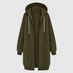 Rowley oversized zip hoodie in olive green, product shot