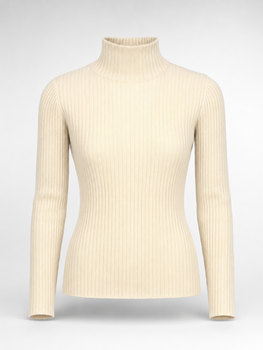 Whitby textured turtleneck sweater in cream, product shot