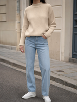 Lorne crew neck sweater, front view on model