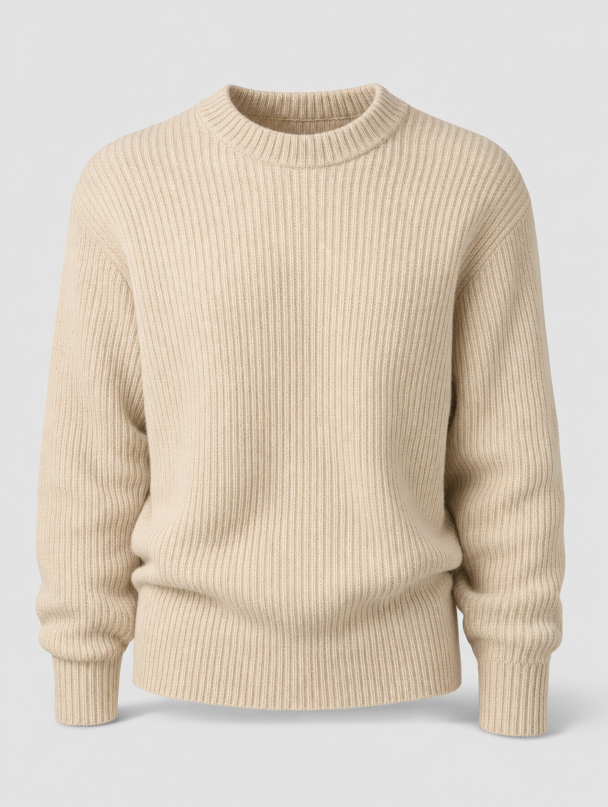 Lorne soft crew neck sweater in cream, product shot