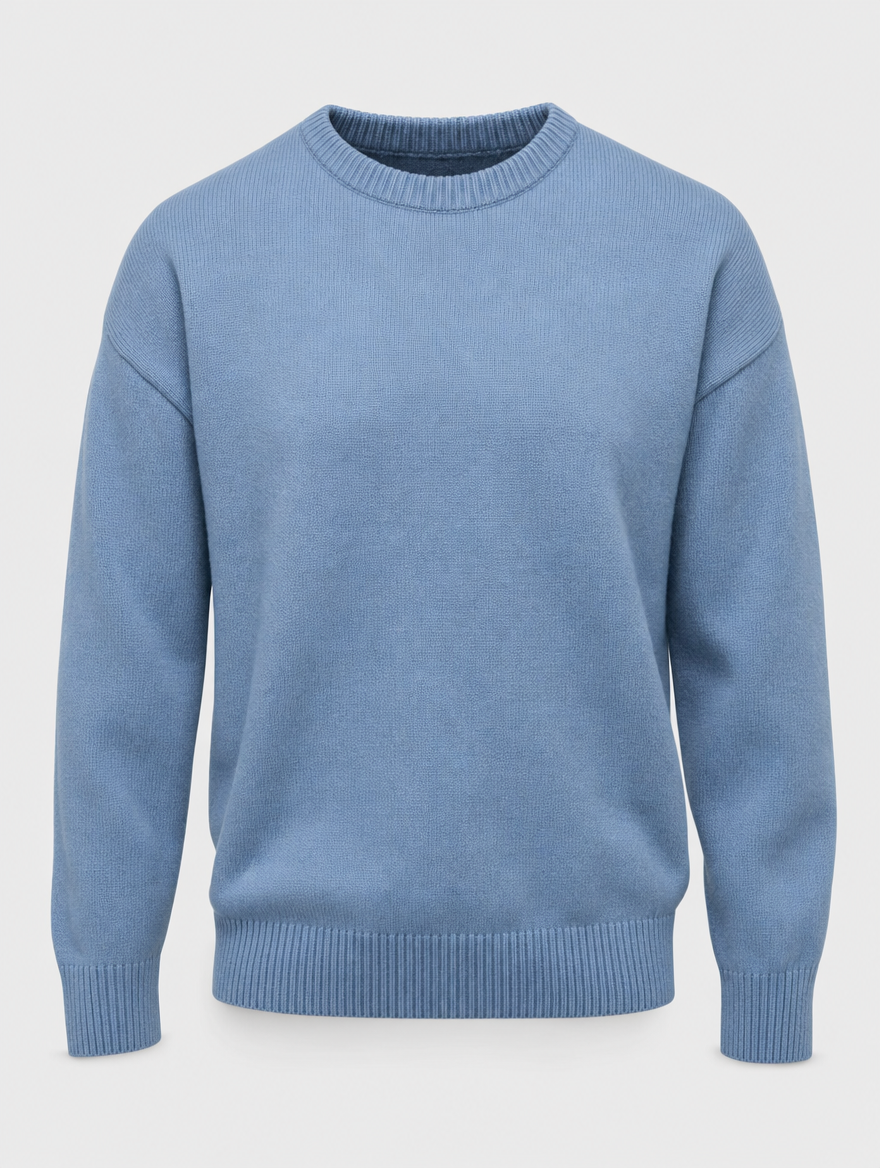 Lorne soft crew neck sweater in sky blue, product shot