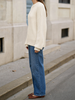 Ashby waffle knit sweater, side profile view