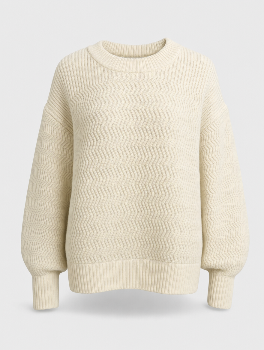 Ashby waffle knit sweater in cream, product shot