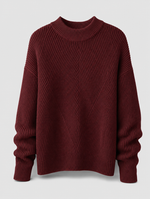 Ashby waffle knit sweater in burgundy, product shot