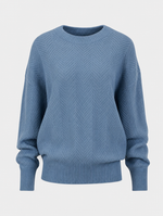 Ashby waffle knit sweater in denim blue, product shot