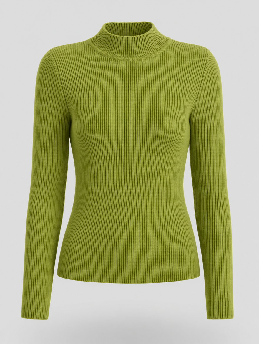 Tenby ribbed knit sweater in sage green, product shot