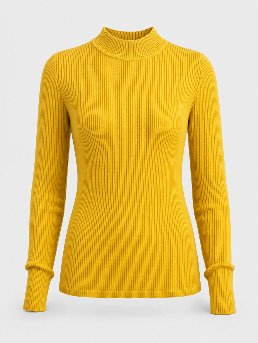 Tenby ribbed knit sweater in butter yellow, product shot
