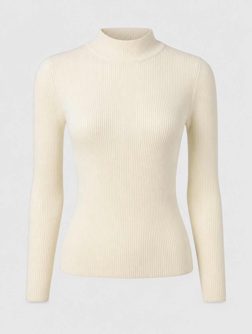 Tenby ribbed knit sweater in ivory, product shot