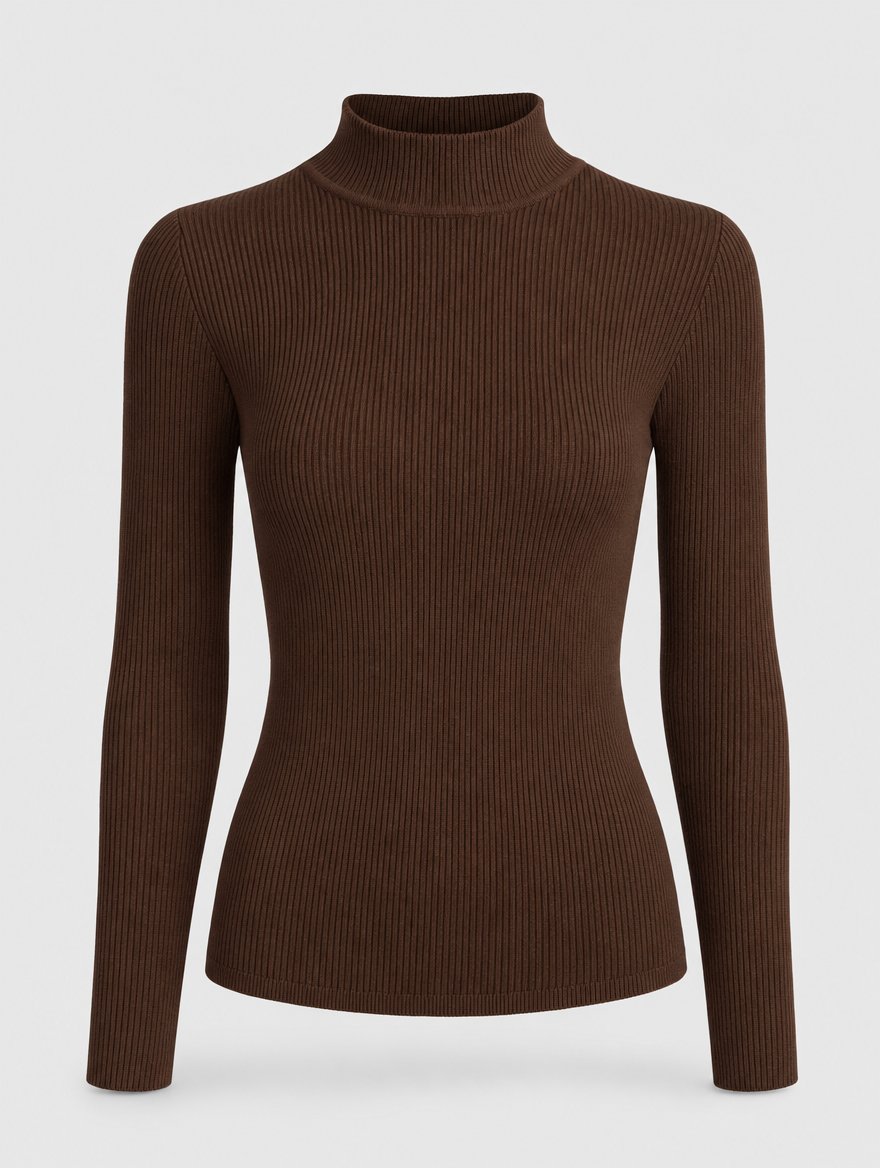 Tenby ribbed knit sweater in chocolate brown, product shot